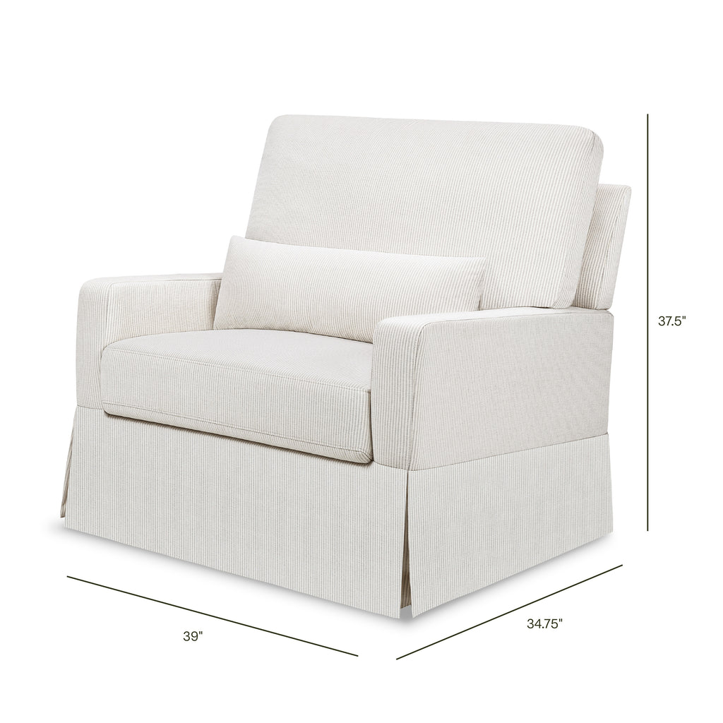 Crawford Pillowback Chair and a Half Comfort Swivel Glider in Fog Chatham Stripe Performance Eco-Weave