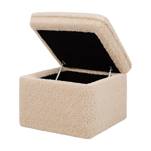 Cali Storage Ottoman in Shearling in Chai Shearling