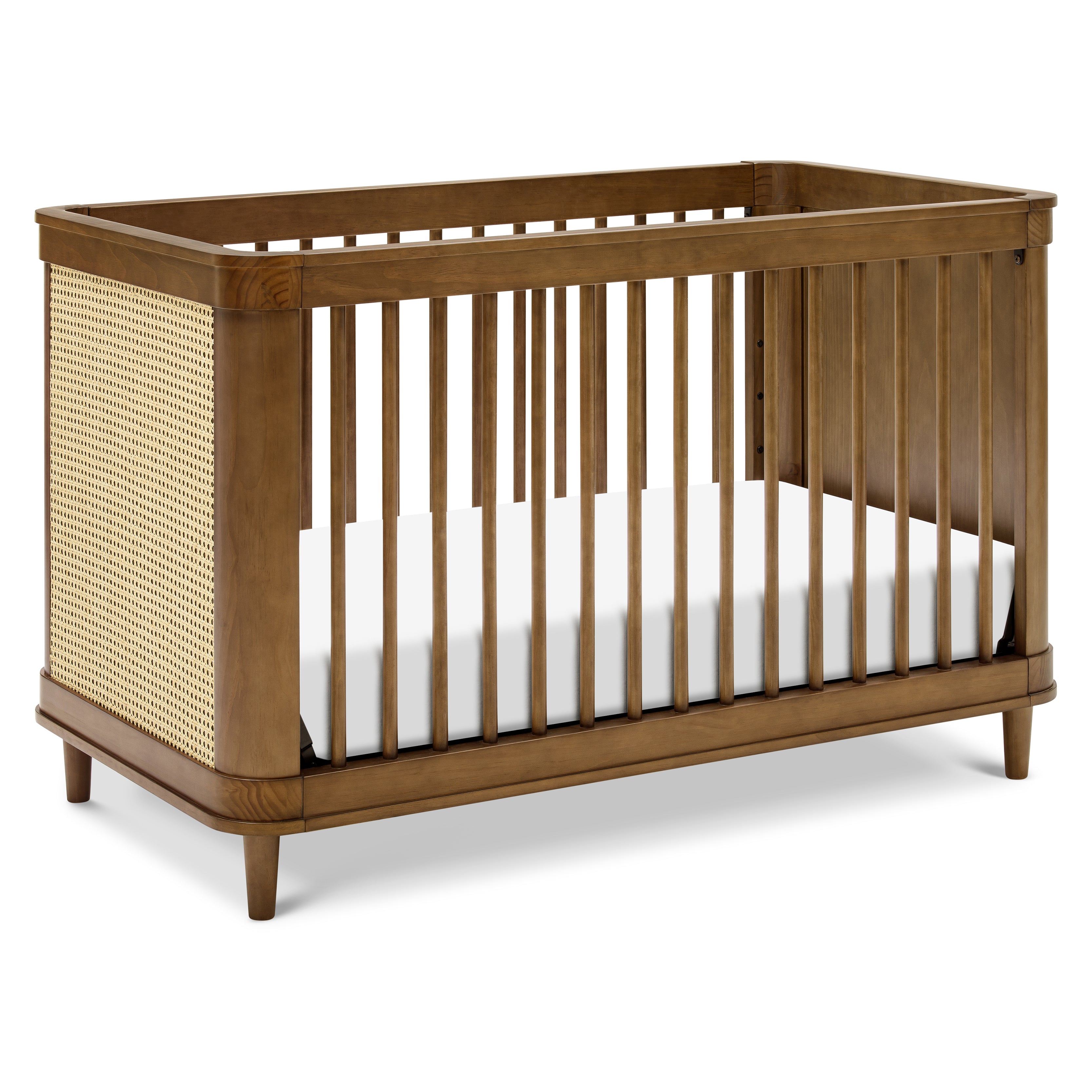 Marin with Cane 3-in-1 Convertible Crib in Natural Walnut & Blonde Cane