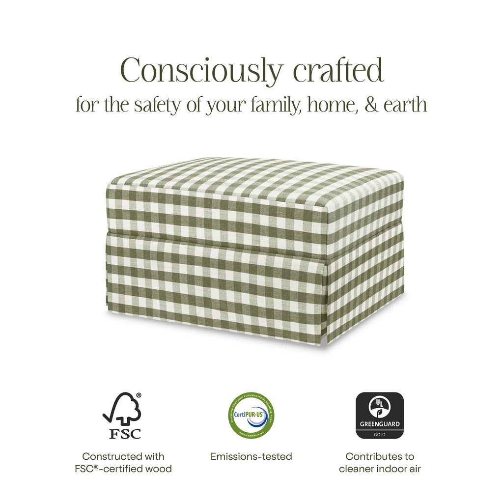 Crawford Gliding Ottoman in Moss Green Gingham
