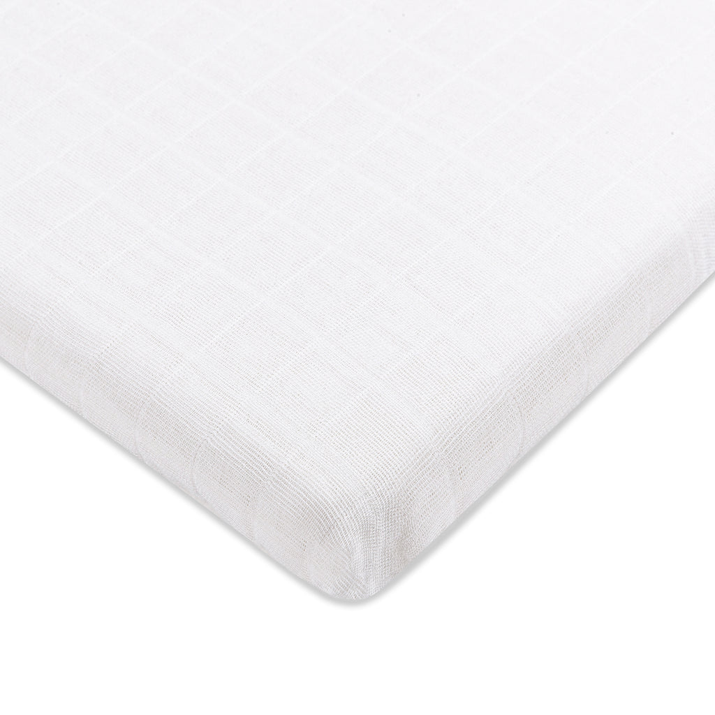 All-Stages Bassinet Sheet in GOTS Certified Organic Muslin Cotton in White