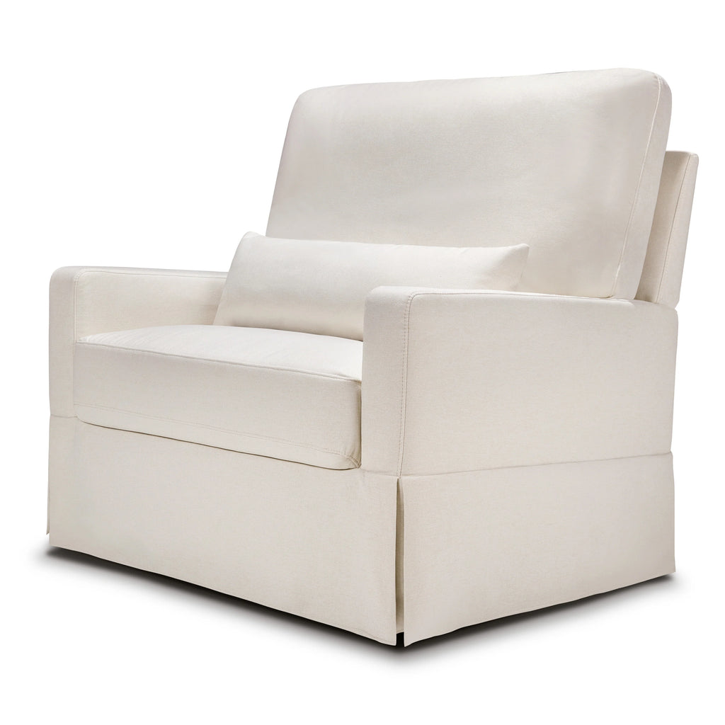 Crawford Pillowback Chair and a Half Comfort Swivel Glider in Fog Chatham Stripe Performance Eco-Weave