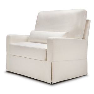 Crawford Pillowback Chair and a Half Comfort Swivel Glider in Fog Chatham Stripe Performance Eco-Weave