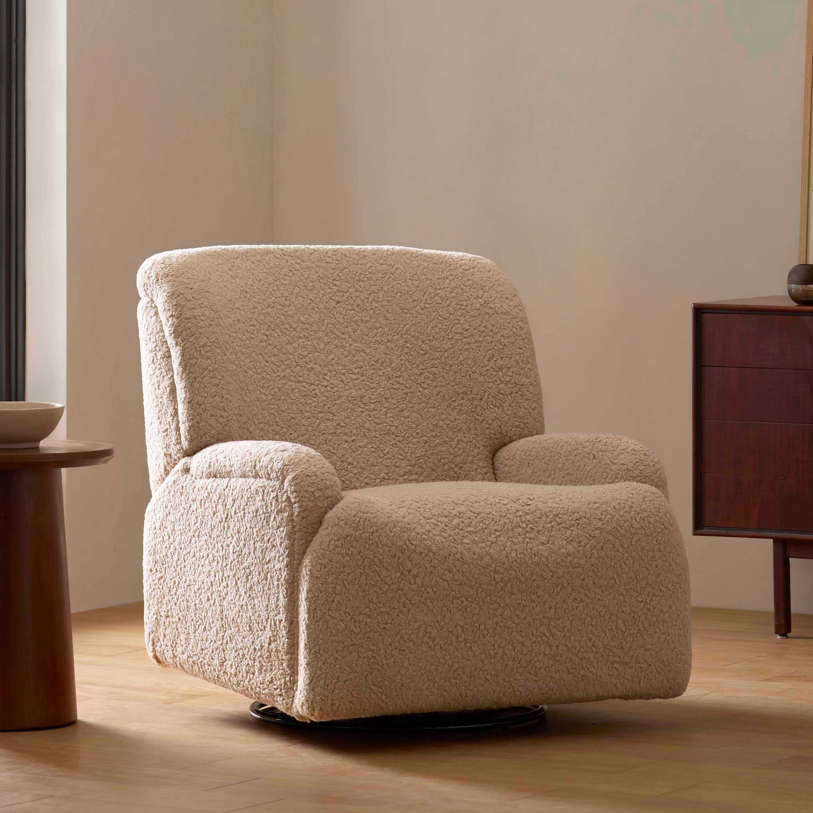 Winslow Extra Wide Recliner and Swivel Glider in Chai Shearling