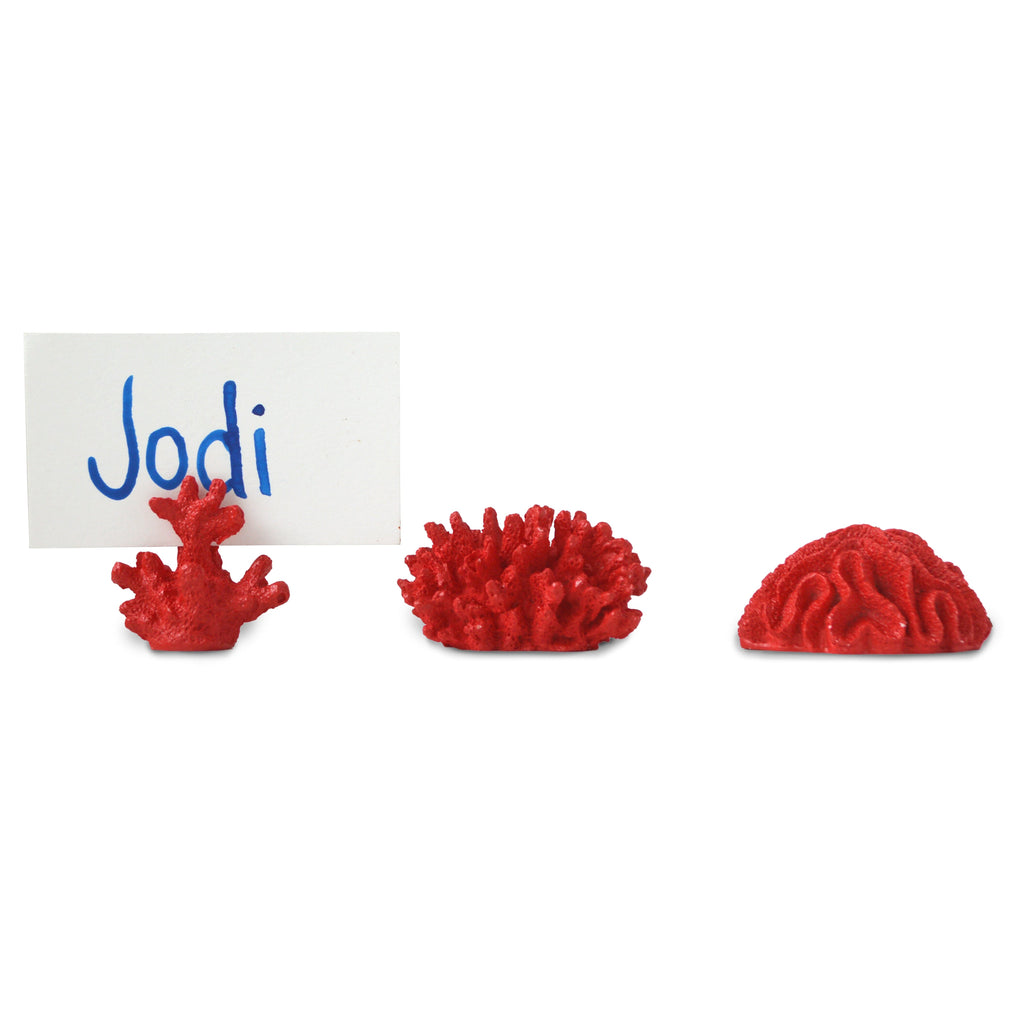 Red Coral Placecard Holders (3) Shells Chefanie