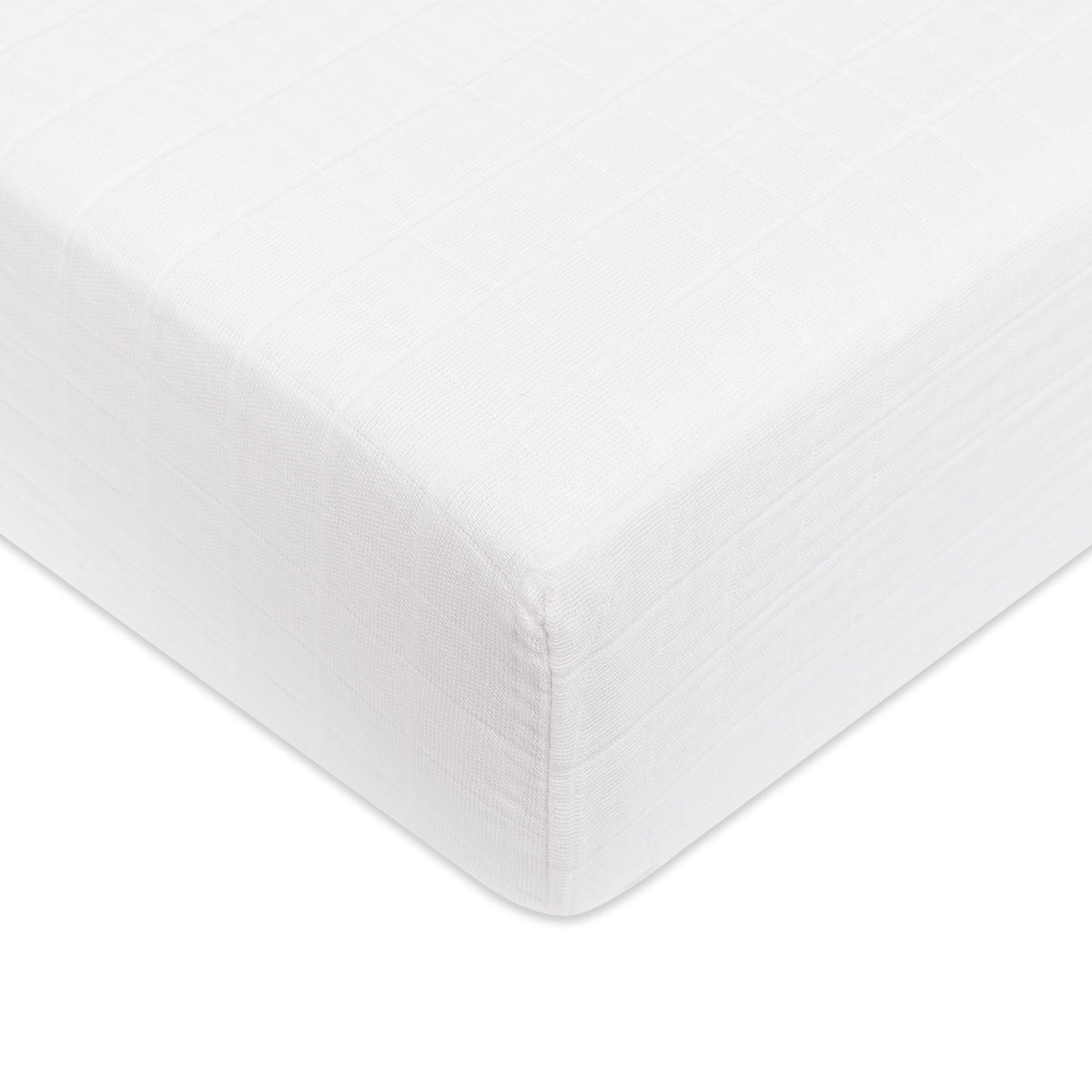Crib Sheet in GOTS Certified Organic Muslin Cotton in White