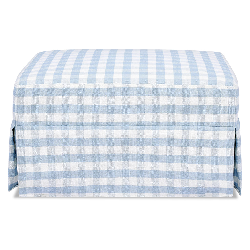 Crawford Gliding Ottoman in Blue Gingham