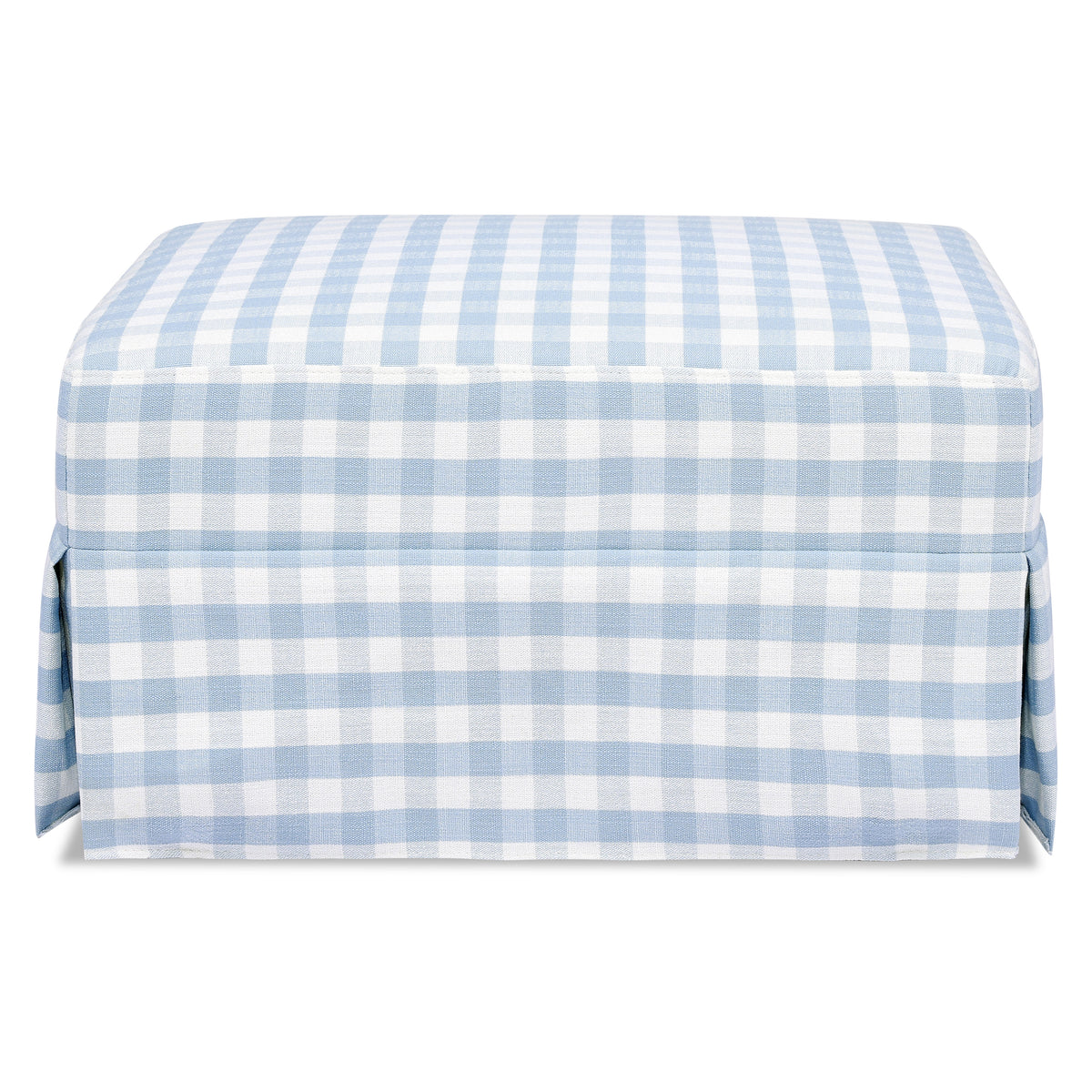 Crawford Gliding Ottoman in Blue Gingham