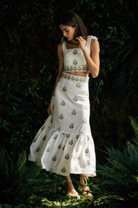Begum Crop Top- Off White & Blue Dresses - Formal Rosewater House - Wholesale SS25