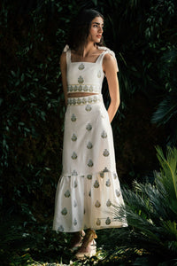 Begum Crop Top- Off White & Blue Dresses - Formal Rosewater House - Wholesale SS25