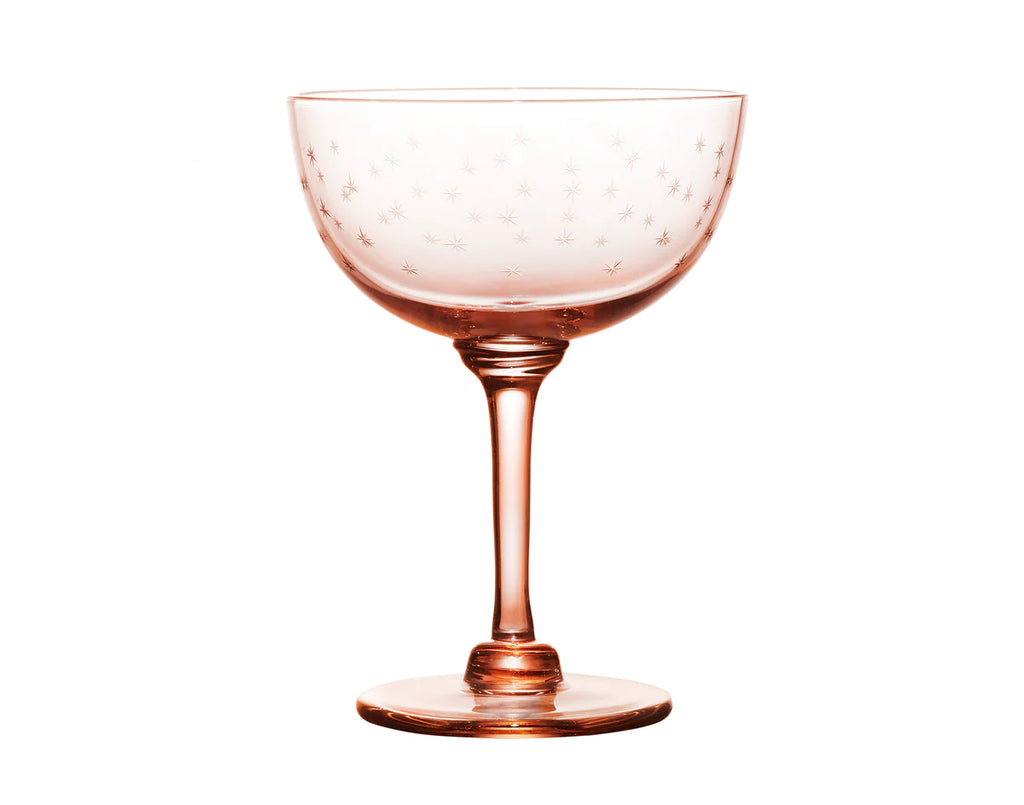 Rose Champagne Saucers With Stars Design, Set of 4