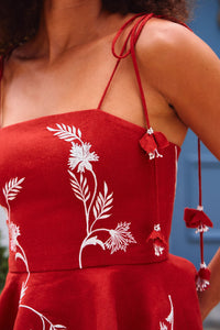 Lily Top - Deep Red & Ivory Rosewater House