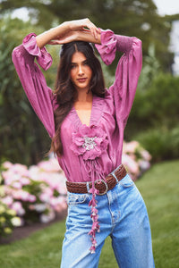 Gol Blouse - Plum Tops - Blouse Rosewater House