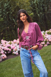 Gol Blouse - Plum Tops - Blouse Rosewater House