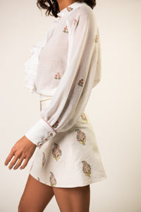 Naz Blouse - White & Pink Rosewater House