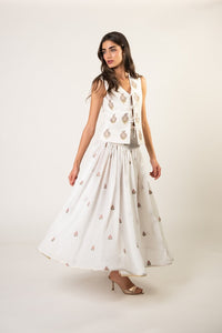 Naz Maxi Skirt - White & Pink Rosewater House