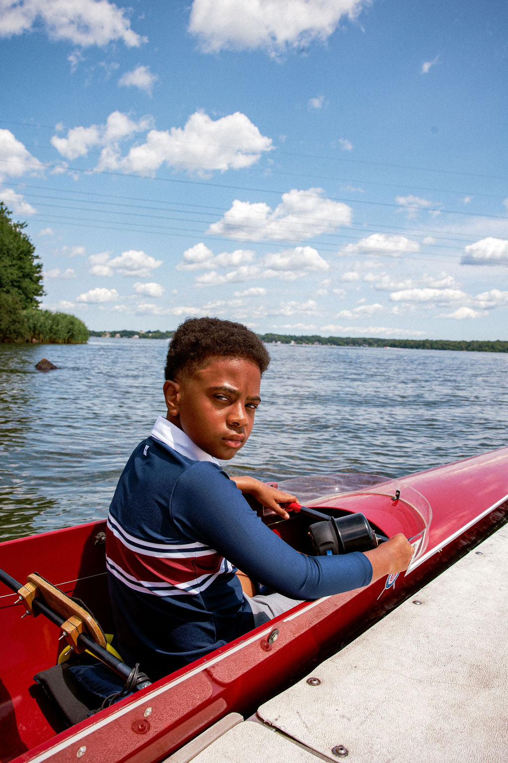 Long Sleeve Rugby Polo Shirt in Letterman Stripe