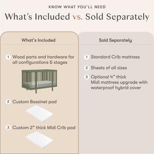 Pogo 8-in-1 Convertible Crib with All-Stages Conversion Kits in Olive