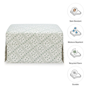 Sarah Flint x Namesake Crawford Gliding Ottoman in Eco-Performance Fabric | Water Repellent & Stain Resistant in Green Lattice Performance Eco-Weave