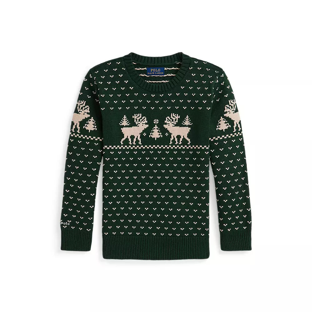 Reindeer-Intarsia Cotton-Blend Sweater