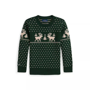 Reindeer-Intarsia Cotton-Blend Sweater