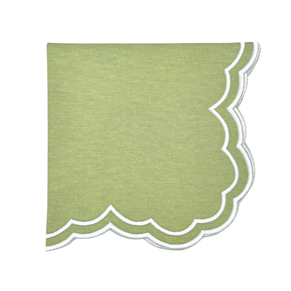 luxury embroidered sage green napkin
