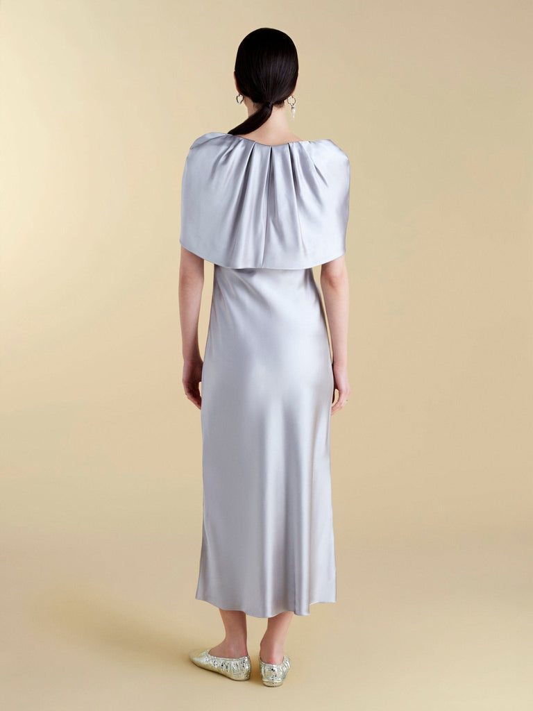 Satin Sheath with Draped Neckline - Marina Moscone