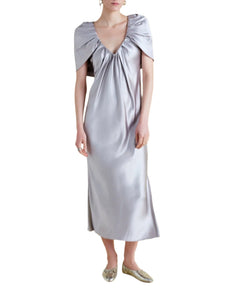Satin Sheath with Draped Neckline - Marina Moscone