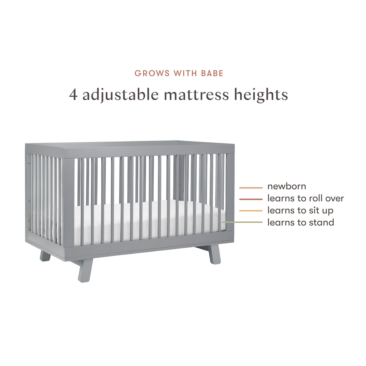 Hudson 3-in-1 Convertible Crib with Toddler Bed Conversion Kit in Grey