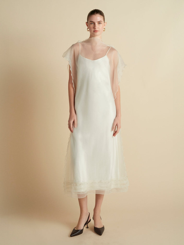 Silk Organza Sack Dress with Scalloped Edge - Marina Moscone