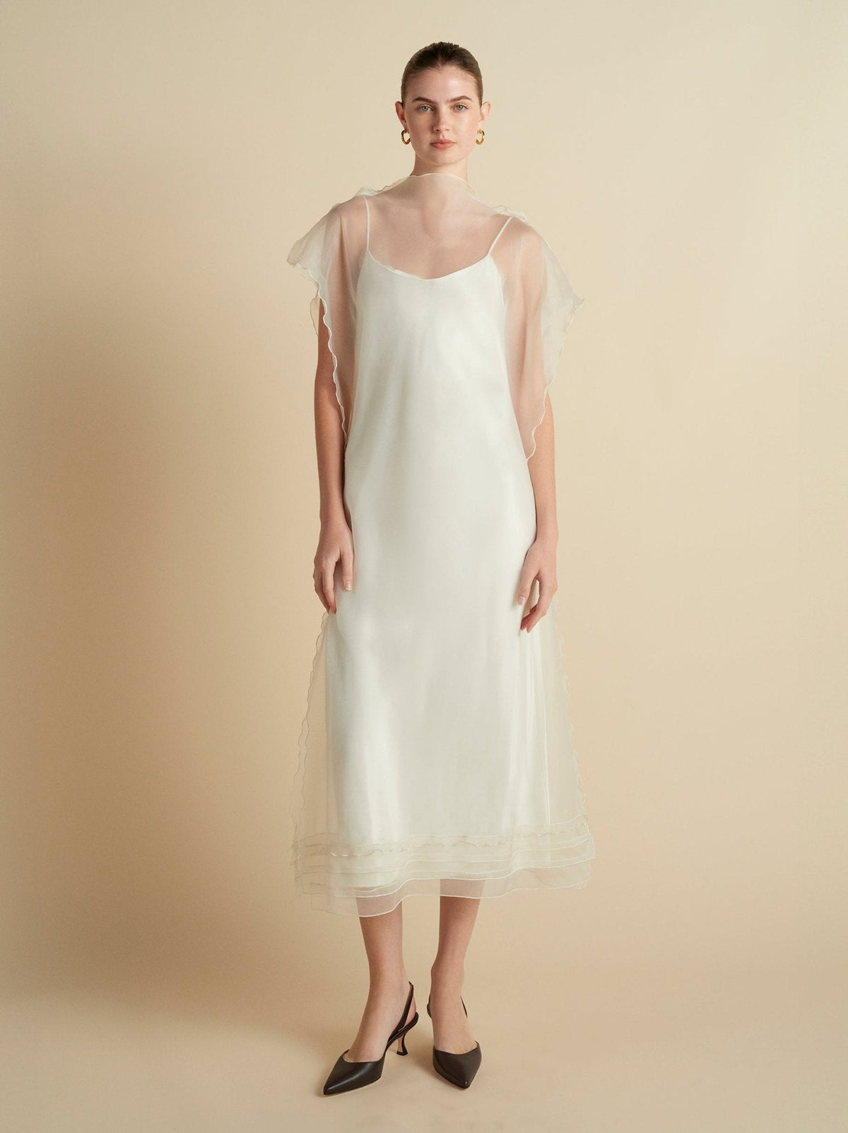 Silk Organza Sack Dress with Scalloped Edge - Marina Moscone