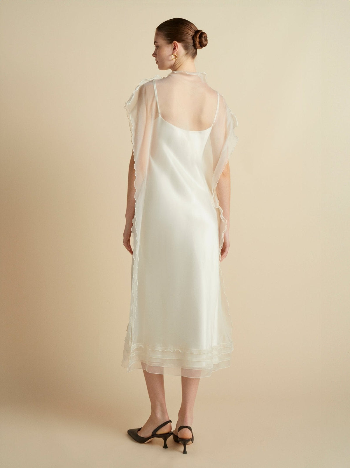 Silk Organza Sack Dress with Scalloped Edge - Marina Moscone