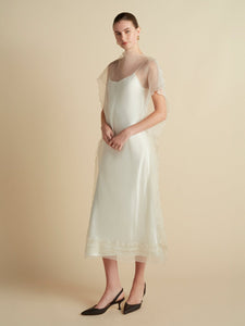 Silk Organza Sack Dress with Scalloped Edge - Marina Moscone