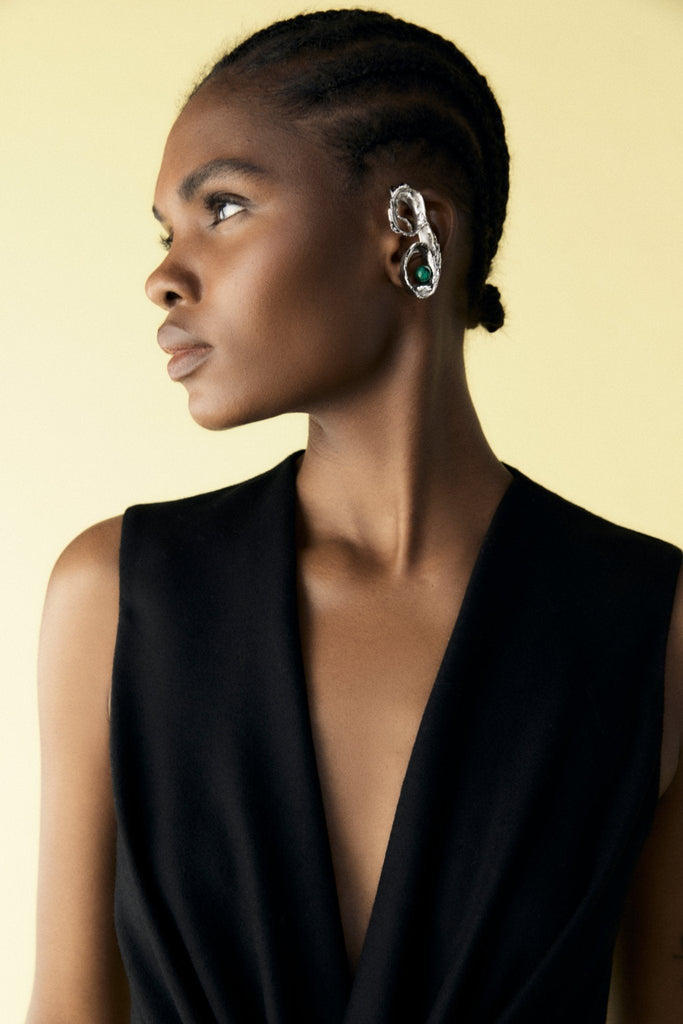 Silver Spiral Over Ear Cuff - Marina Moscone