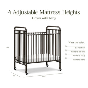Abigail 3-in-1 Convertible Mini Crib in Vintage Iron