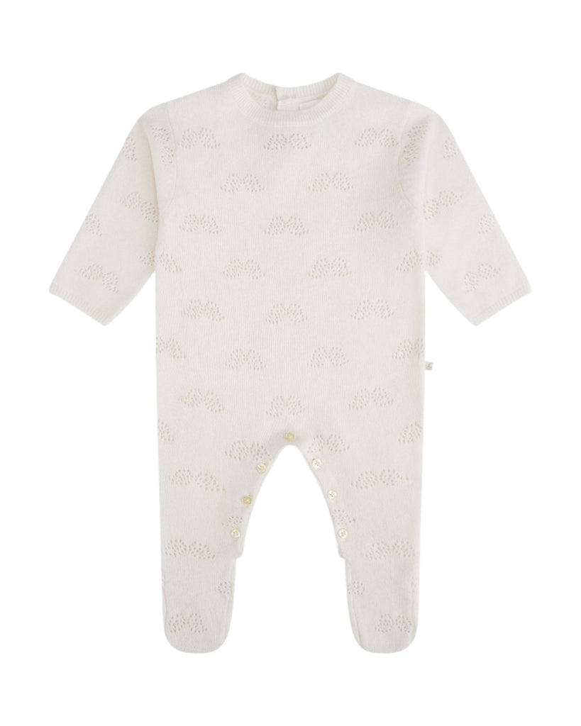 Angel Wing Cashmere Pointelle Sleepsuit