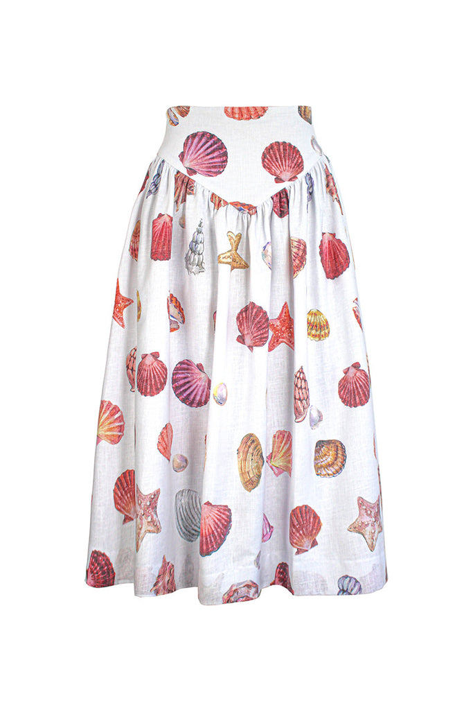 Sotavento Midi Skirt in Conchitas White Print