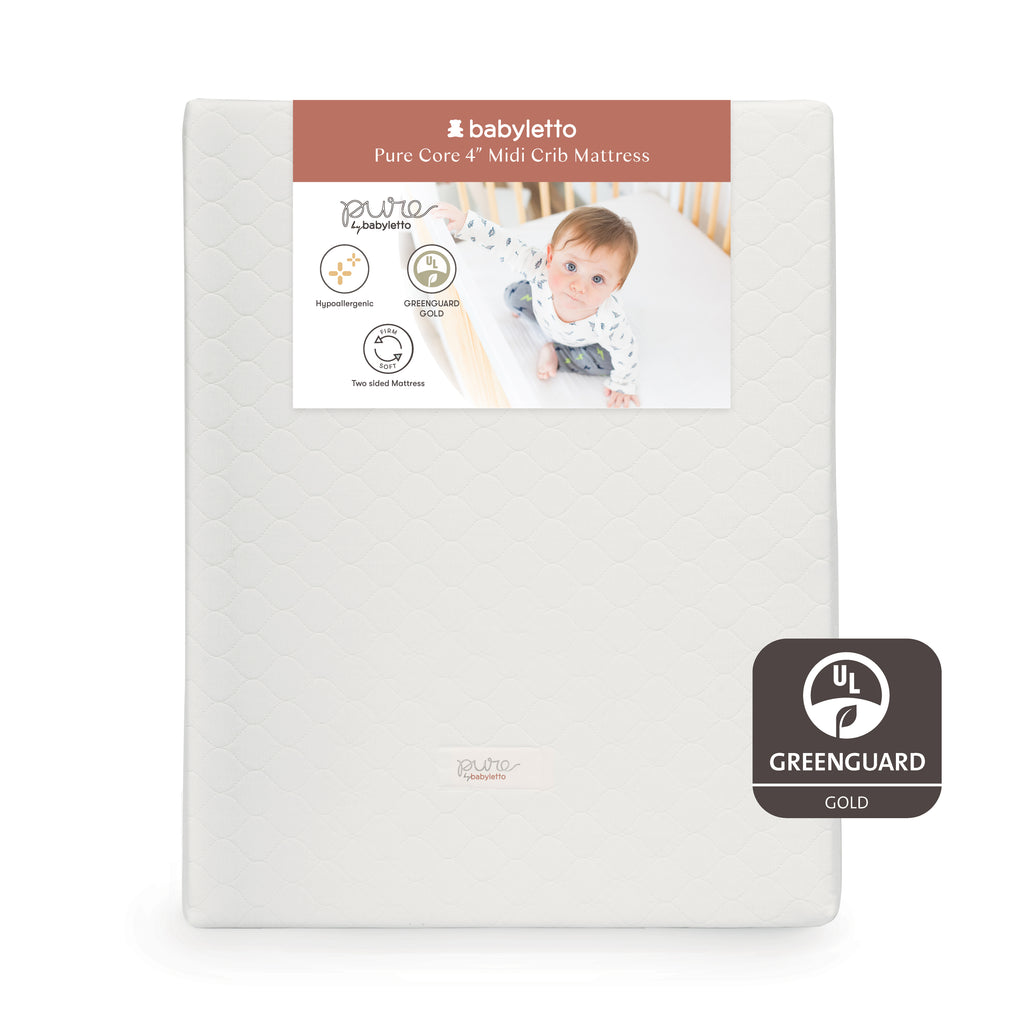 Pure Core Midi Crib Mattress w/ Hybrid Quilted Waterproof Cover (Lightweight) in White