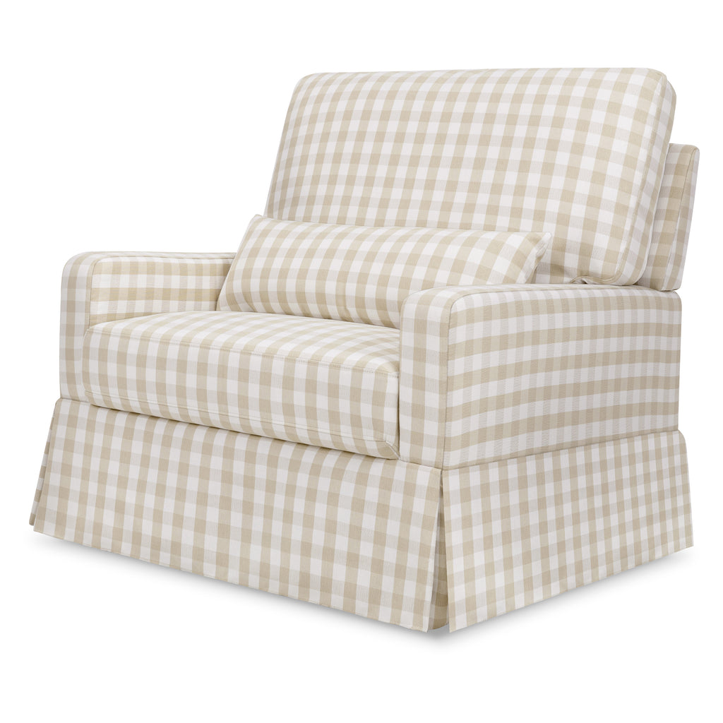 Crawford Pillowback Chair and a Half Comfort Swivel Glider in Tan Gingham