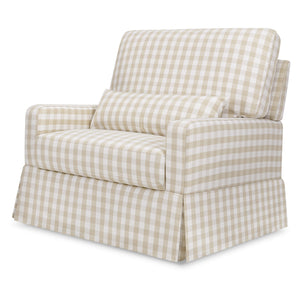 Crawford Pillowback Chair and a Half Comfort Swivel Glider in Tan Gingham