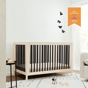Gelato 4-in-1 Convertible Crib with Toddler Bed Conversion Kit in Washed Natural & Black