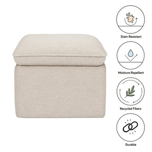 Cali Storage Ottoman in Eco-Performance Fabric | Water Repellent & Stain Resistant in Performance Beach Eco-Weave
