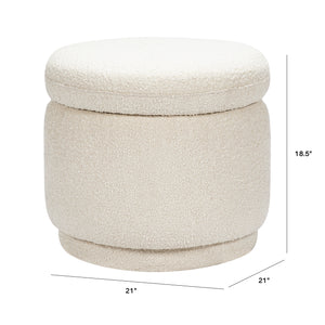 Enoki Storage Ottoman in Boucle in Ivory Boucle