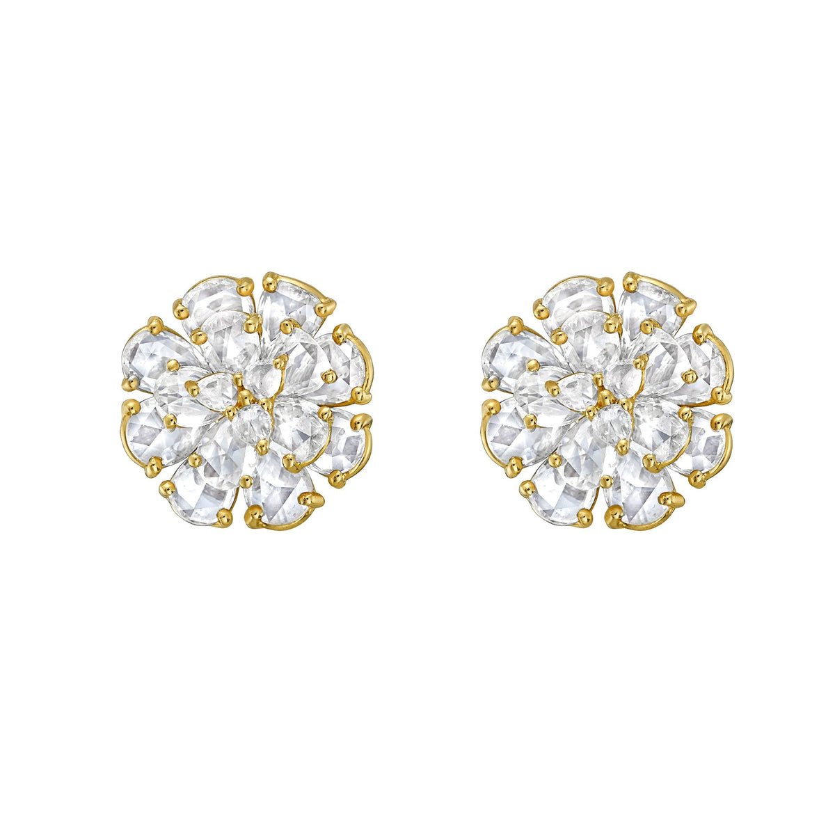 Tuberose Diamond Stud Earrings - Jewelry - RUCHI New York