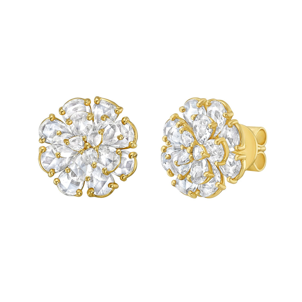 Tuberose Diamond Stud Earrings - Jewelry - RUCHI New York