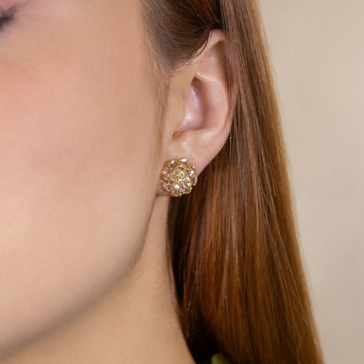 Tuberose Diamond Stud Earrings - Jewelry - RUCHI New York