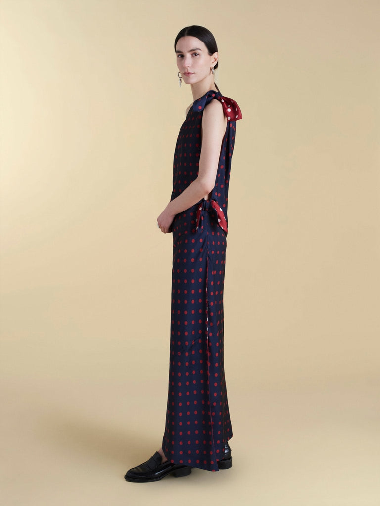 Twill Polka Dot Tabard Tie Dress - Marina Moscone