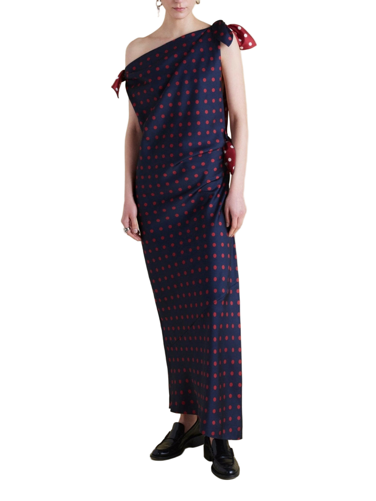 Twill Polka Dot Tabard Tie Dress - Marina Moscone