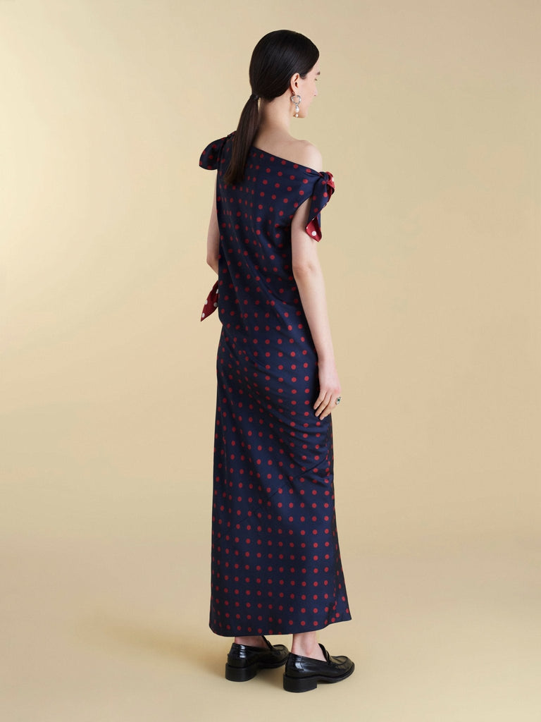 Twill Polka Dot Tabard Tie Dress - Marina Moscone
