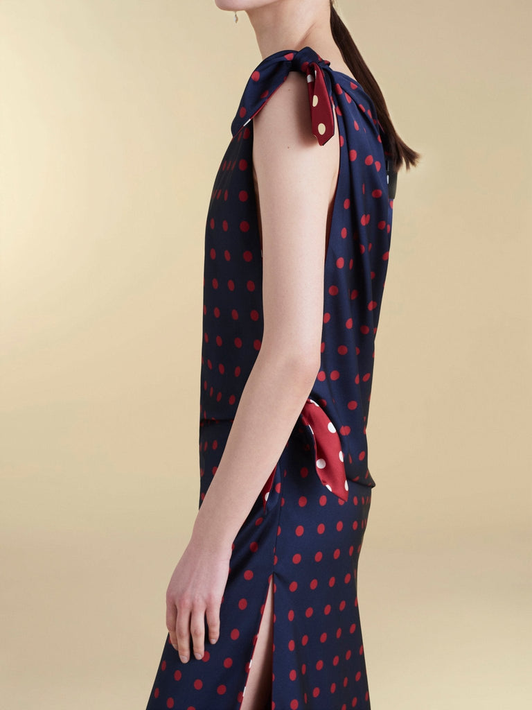 Twill Polka Dot Tabard Tie Dress - Marina Moscone